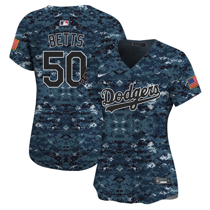 Women Los Angeles Dodgers #50 Betts Camo Stitched 2025 Jersey style 2